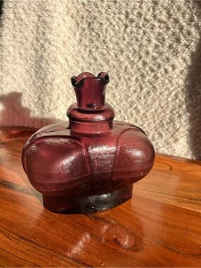 Set of 2 Vintage Amethyst Clevenger Brothers Blown Glass Crown Vases/Decanters